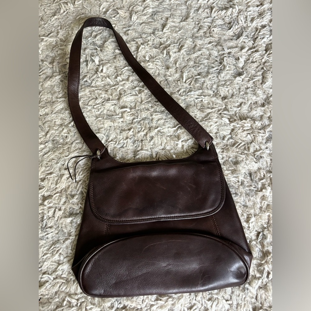 Rolf’s Dark Brown Leather Shoulder Bag Womens Genuine Leather Crossbody Purse
